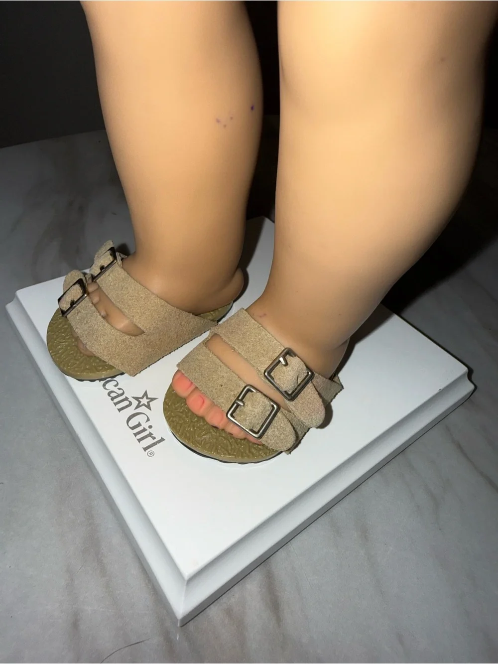 American girl Earth Day khaki suede buckle sandals